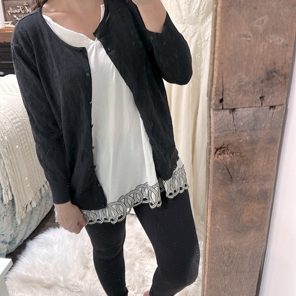 Nue Options Black knit Cardigan Sweater size XLarge - Picture 3 of 5